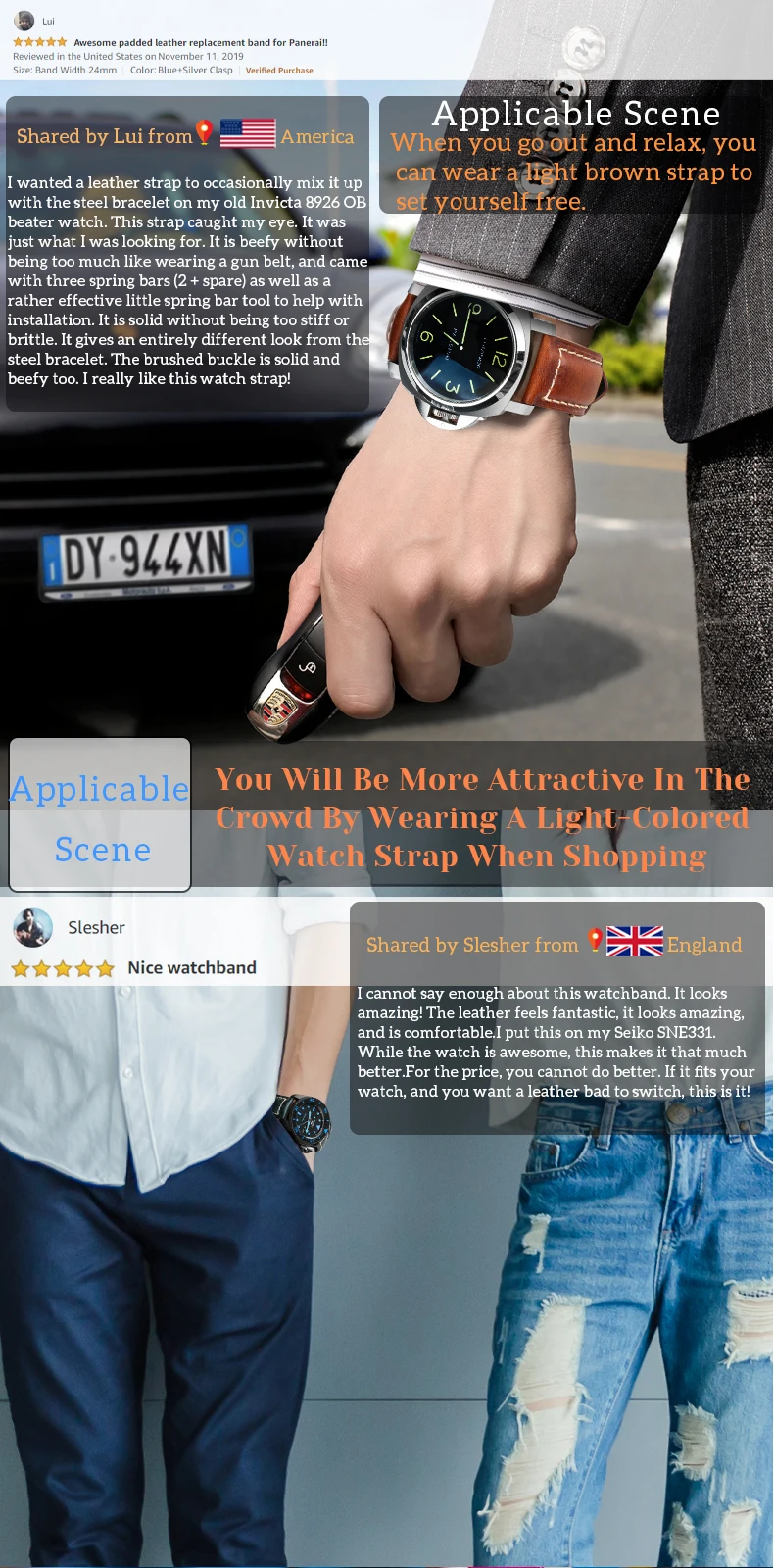 MAIKES High Quality Genuine Leather Watchband 18mm Calf Leather Watch Band Butterfly Buckle Strap Bracelet Accessories Wristband