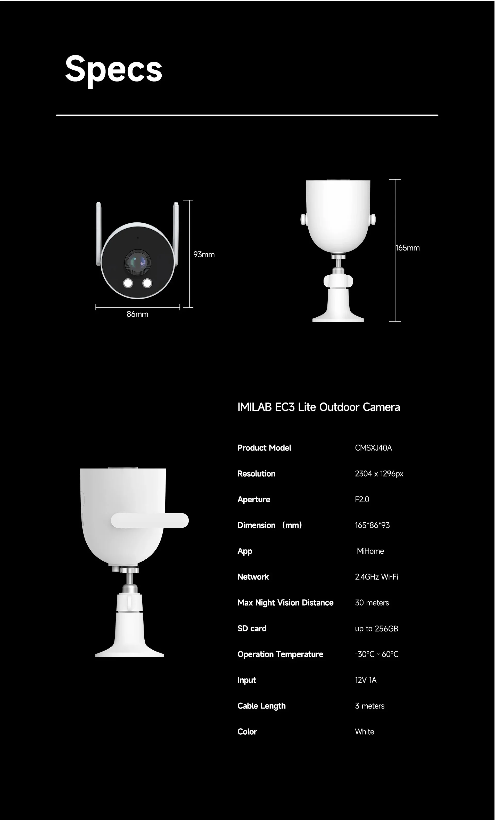 IMILAB EC3 Lite Camera Home Security Protection 2K HD Outdoor WIfi IP Smart Siren Color Night Vision CCTV Human Detection Webcam