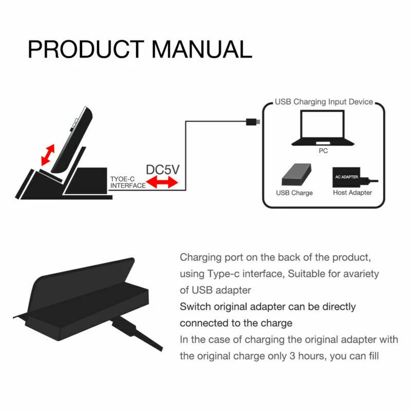 USB Type-C Charging Stand Charger for Nintendo Switch Console Dock Holder for NS Switch Lite Mini Dock Station Charger Stand