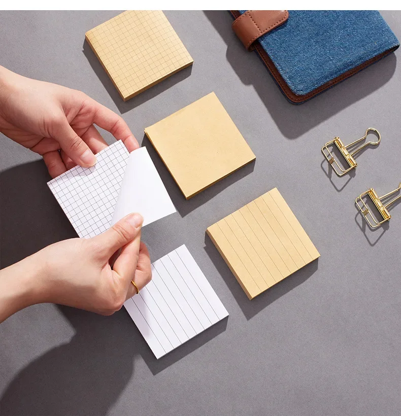 80Sheets/Packs Portable Retro Square Tearable Notepad Message Sticky Notes Notebook Stationery Child Gift Office School Supplies