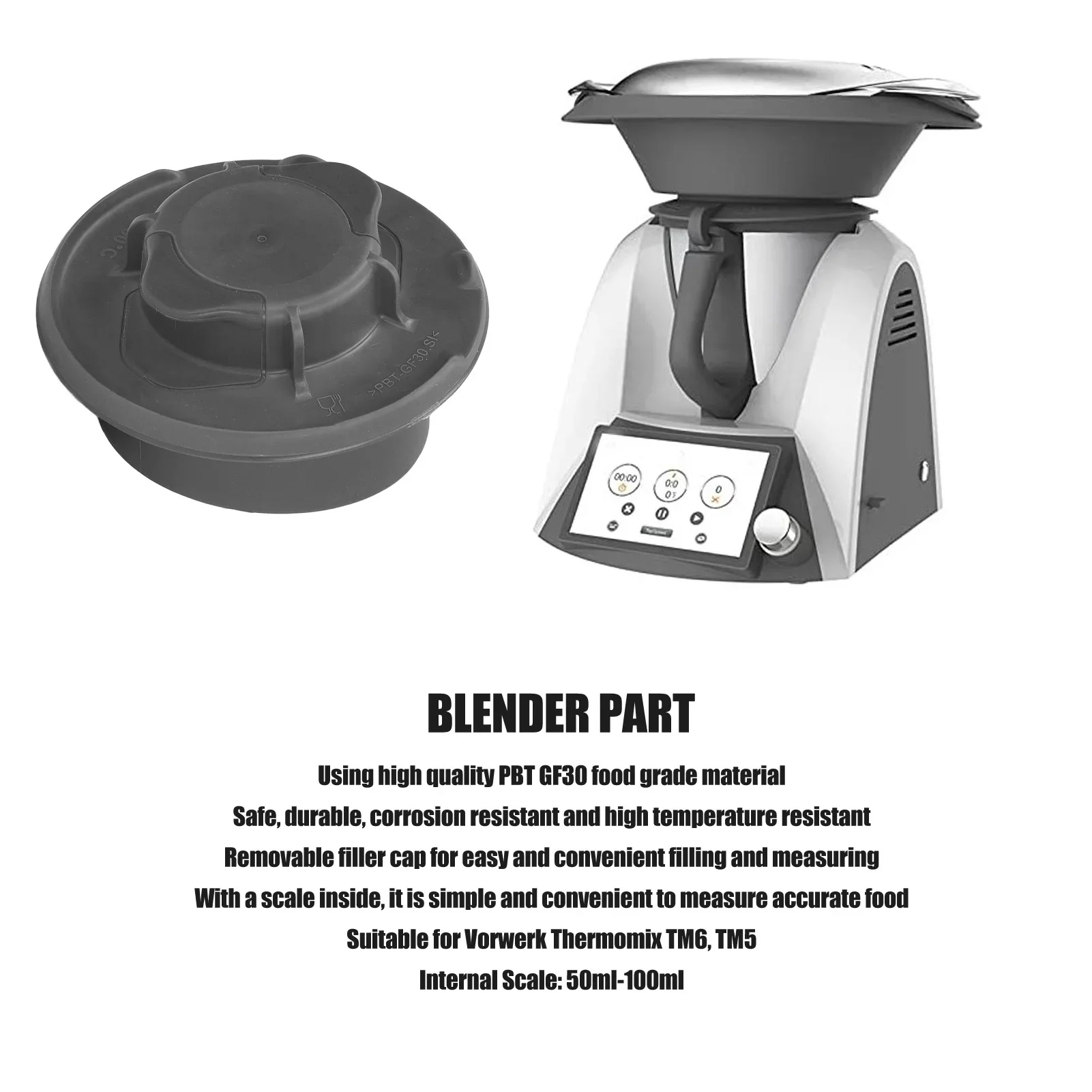 Meter Cap for Thermomix TM5 TM6 Lid Measuring Cup 50/100ml
