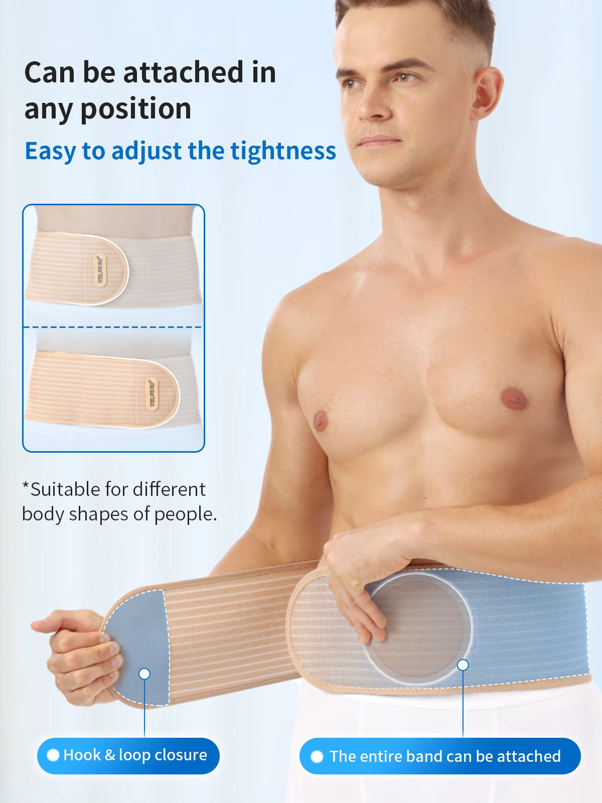 VELPEAU Umbilical Hernia Belt for Epigastric Incisional and Belly Button Hernia, Navel Abdominal Binder with Compression Pad