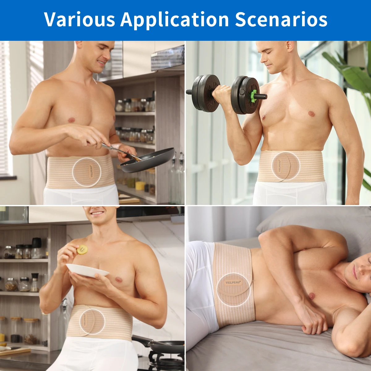 VELPEAU Umbilical Hernia Belt for Epigastric Incisional and Belly Button Hernia, Navel Abdominal Binder with Compression Pad