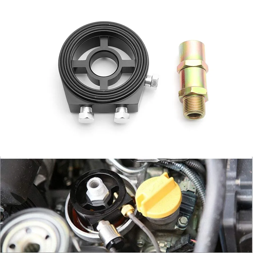 Universal Automotive Car Aluminum Oil Filter Sandwich Plate Adapter Oil Press Temp Sensor Adapter With Connectors Kit
