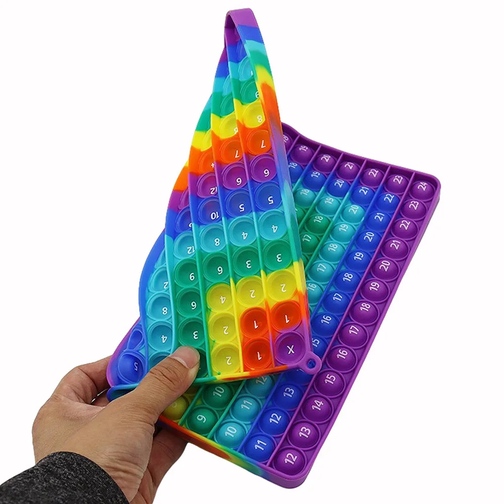 12x12 Multiplication 12+12 Addition Push Its Bubble Fidget Toys, Right Angle Rainbow Educational Teaching Toys
