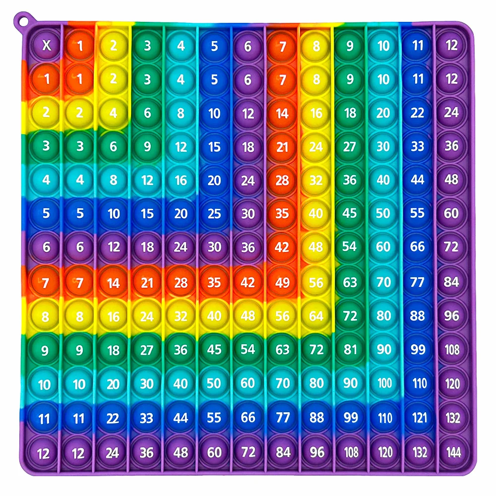 12x12 Multiplication 12+12 Addition Push Its Bubble Fidget Toys, Right Angle Rainbow Educational Teaching Toys