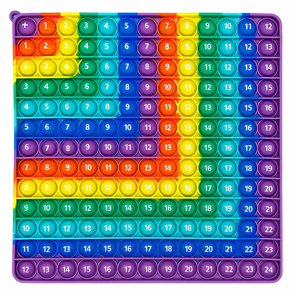 12x12 Multiplication 12+12 Addition Push Its Bubble Fidget Toys, Right Angle Rainbow Educational Teaching Toys