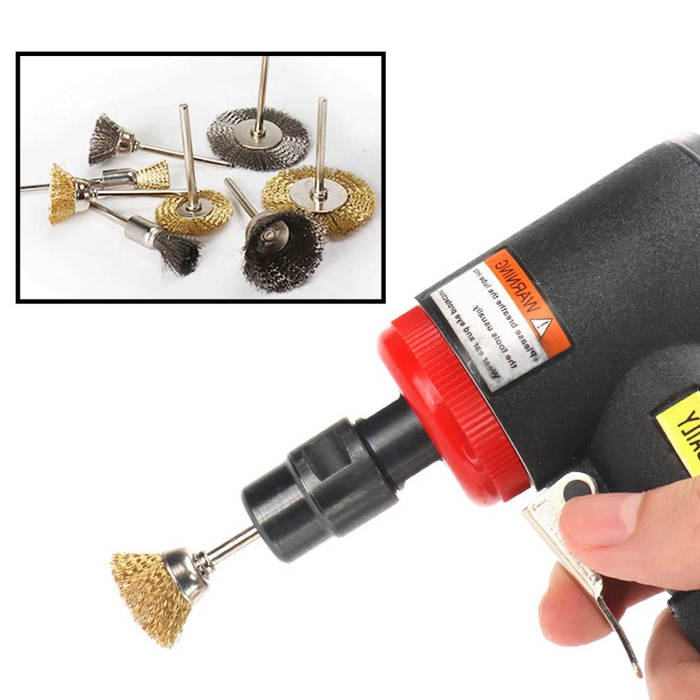 10Pcs Steel Wire Brush 3mm Shank Polishing Wheel Mini Drill Dremel Metal Rust Removal Surface Pretreatment Grinding Rotary Tool