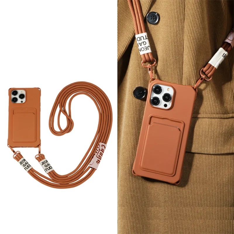 Strap Case For iPhone 17 Pro Max 16 15 14 12 18 13 Mini Plus Air Shockproof Silicone Card Slot Crossbody Necklace Lanyard Cover