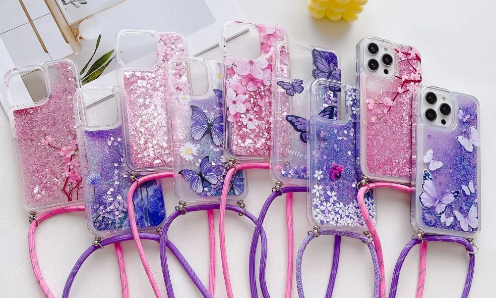 Strap Case For iPhone 17 Pro Max 16 15 14 12 18 13 Mini Plus Air Shockproof Silicone Card Slot Crossbody Necklace Lanyard Cover