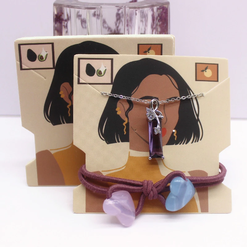50Pcs 7.4x7.4cm White Paper Card Print Vintage Girl/Cactus Girl Pattern Earring Necklace Hairband Jewelry Display Packaging Card