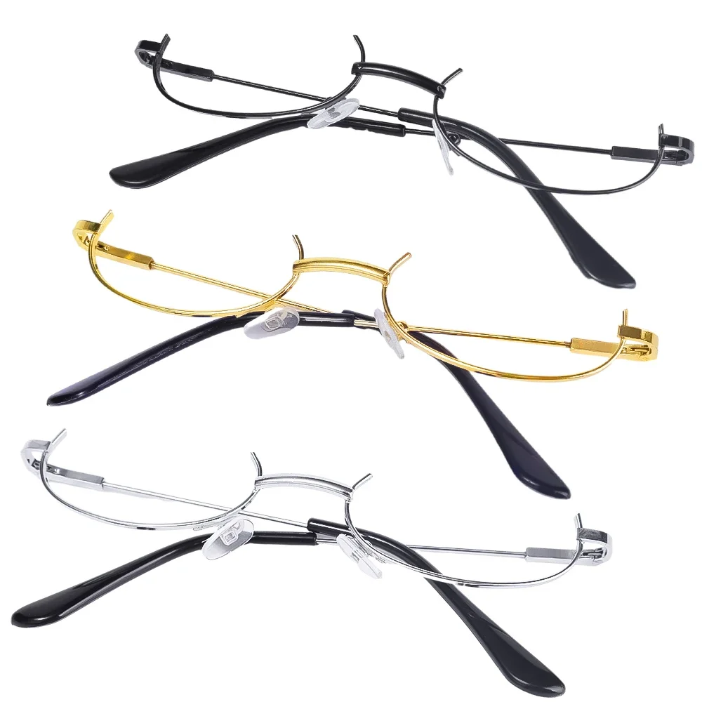 Y2K Half Frame Glasses Without Lens Girls Chic Harajuku Cosplay Party Fashion Decoration Glasses Metal Photography Fake Glasses