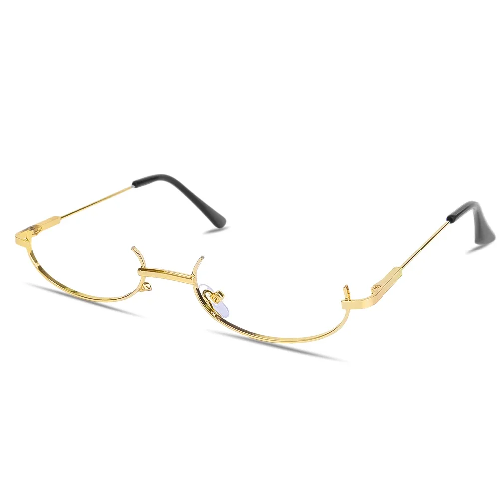 Y2K Half Frame Glasses Without Lens Girls Chic Harajuku Cosplay Party Fashion Decoration Glasses Metal Photography Fake Glasses