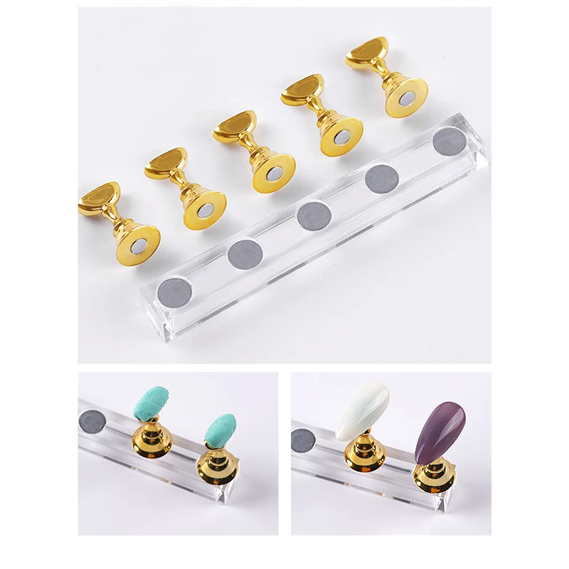 5/30pcs/Set Magnetic Nail Holder False Nail Tip Practice Stand Crystal Base Holder Nail Art Display For Art Salon DIY & Practice