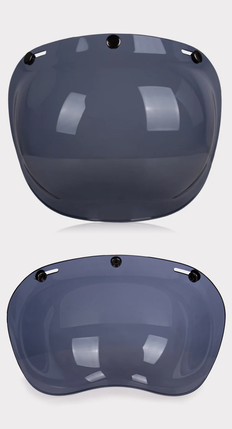 Authentic Bubble Mirror Motorcycle Helmet Three Button Type Retro Style Helmet Lenses Bubble Shield Visors Helmet Accessories