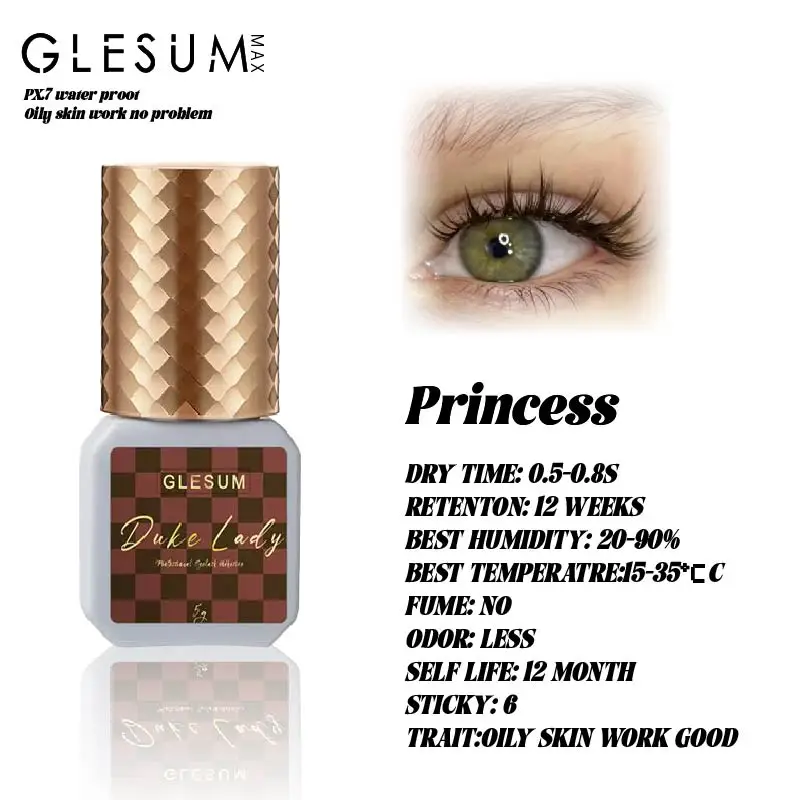Glesum Duke Lady Glue Fast Dry Glue Faux Mink Eyelashes Extension Individual Eyelashes Artificial Fake False Eyelashes