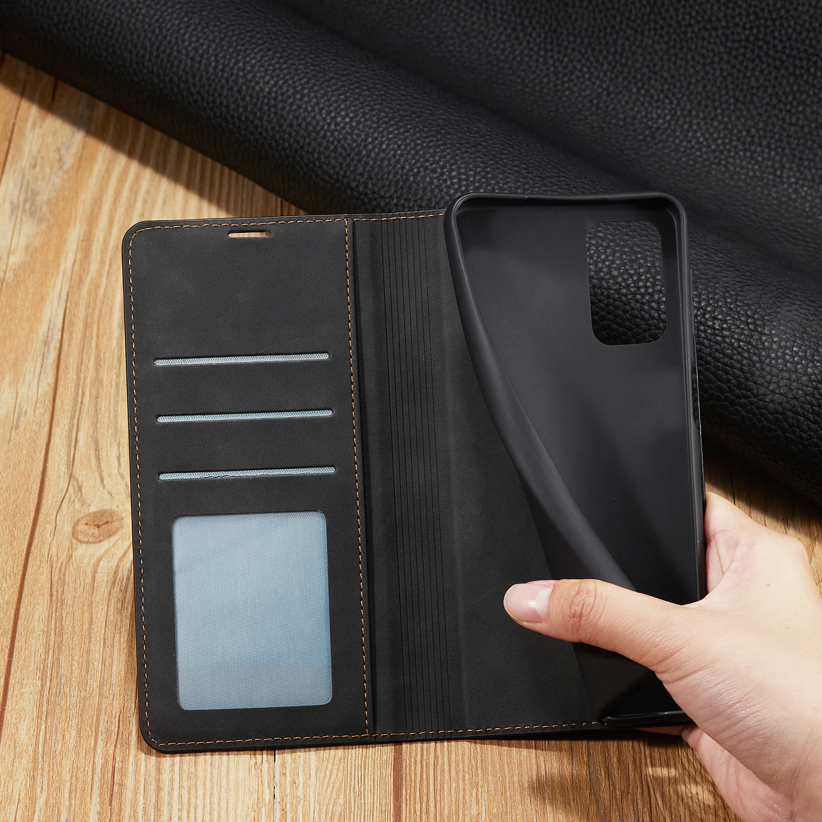 Leather Flip Phone Case For Xiaomi Redmi Note 14 13 Pro + 12S 11S 10S 9S 12 11 10 9 8 7 Pro Plus 5G 12C 13C Card Wallet Cover
