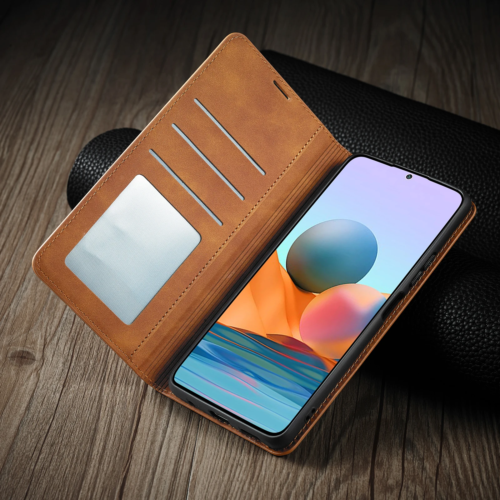 Leather Flip Phone Case For Xiaomi Redmi Note 14 13 Pro + 12S 11S 10S 9S 12 11 10 9 8 7 Pro Plus 5G 12C 13C Card Wallet Cover