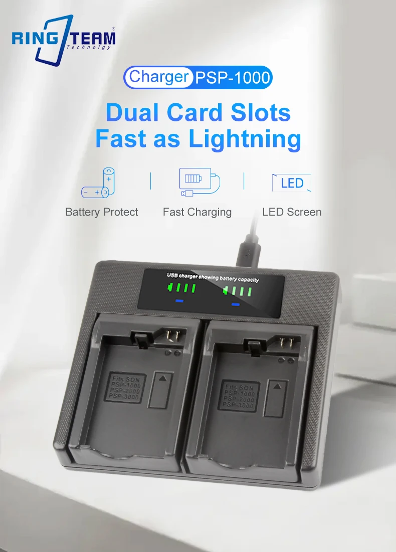 Universal PSP-1000 LCD USB Dual Battery Charger For Sony PSP-2000 PSP-3000 PlayStation Portable - Premium Fast Charging Dock