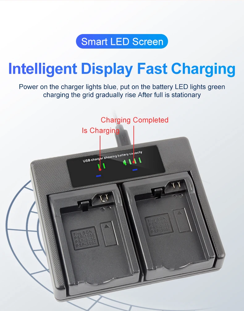 Universal PSP-1000 LCD USB Dual Battery Charger For Sony PSP-2000 PSP-3000 PlayStation Portable - Premium Fast Charging Dock