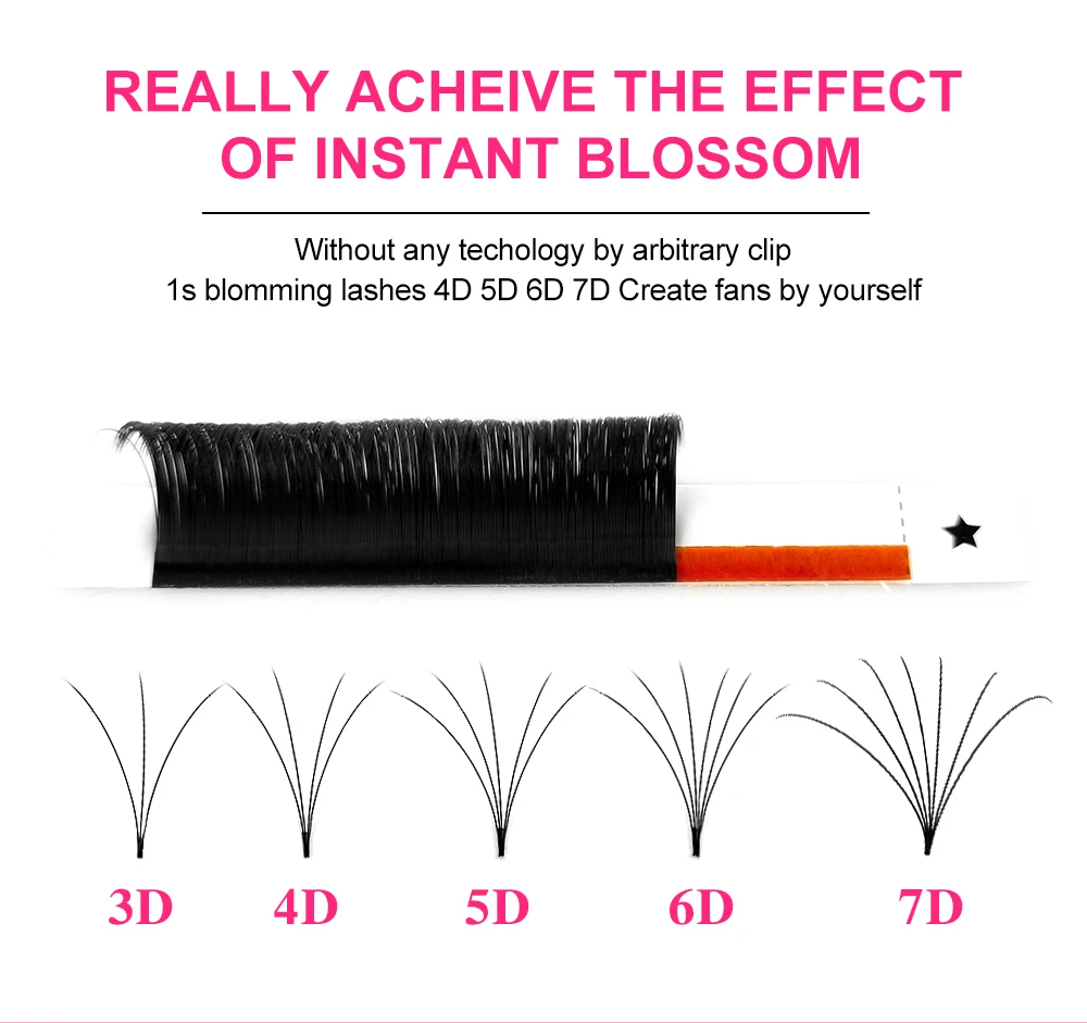 Abonnie 0.03-0.10mm Matte Dark Black Easy Fan Lashes Volume Extension Mega Eyelashes Blooming Fans Eyelash Extension Cilios