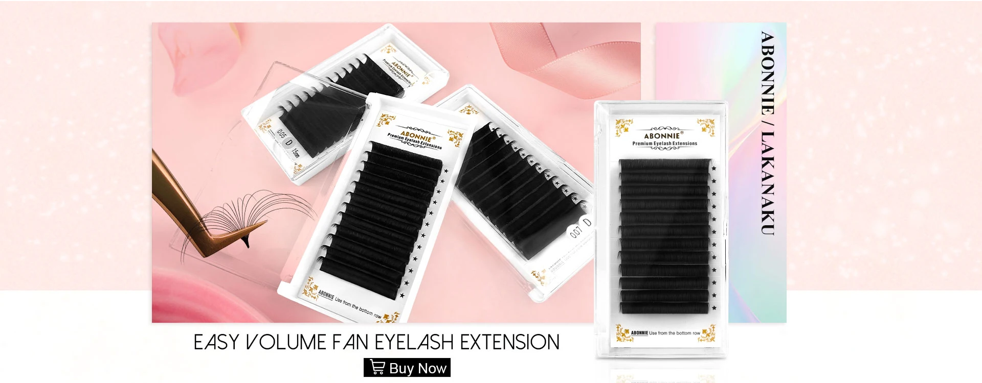 Abonnie 0.03-0.10mm Matte Dark Black Easy Fan Lashes Volume Extension Mega Eyelashes Blooming Fans Eyelash Extension Cilios