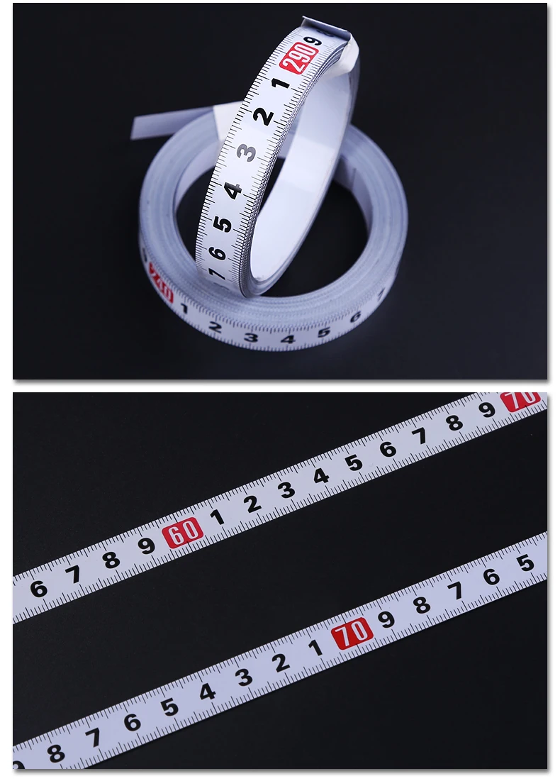 1-3m Stainless Steel Miter Track Tape 13mm Measure Self Adhesive Metric Scale Ruler Rust-Proof Durable Wear-Resistan Ruler