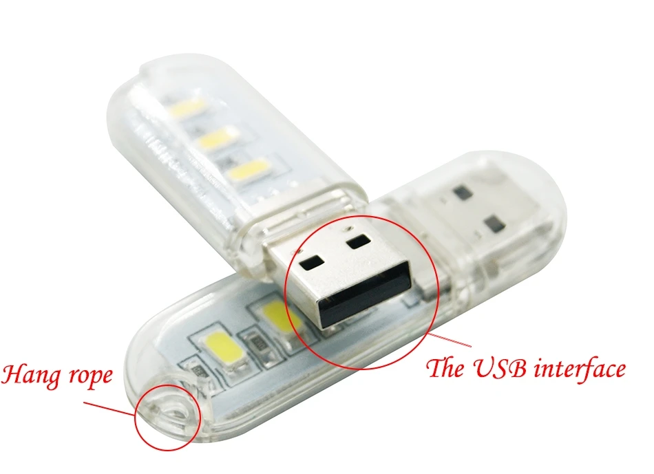 LED USB Night Light Portable U Disk Lamp 3LEDs 1.5W Reading Lamps Colorful Mini Book Lights DC5V Power Bank Powered Camping Bulb
