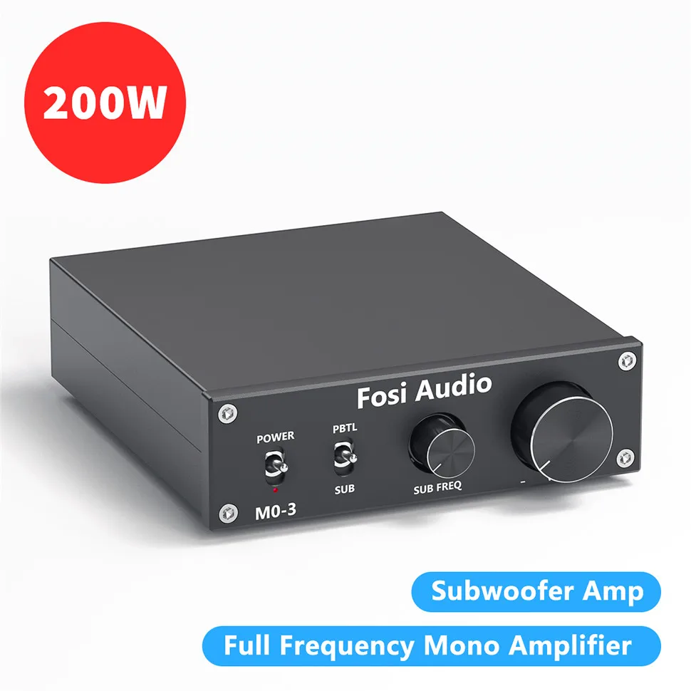 Fosi Audio M03 Power Subwoofer Amplifier 200 Watt Mono Audio Amp Digital Hifi Home Amplifier