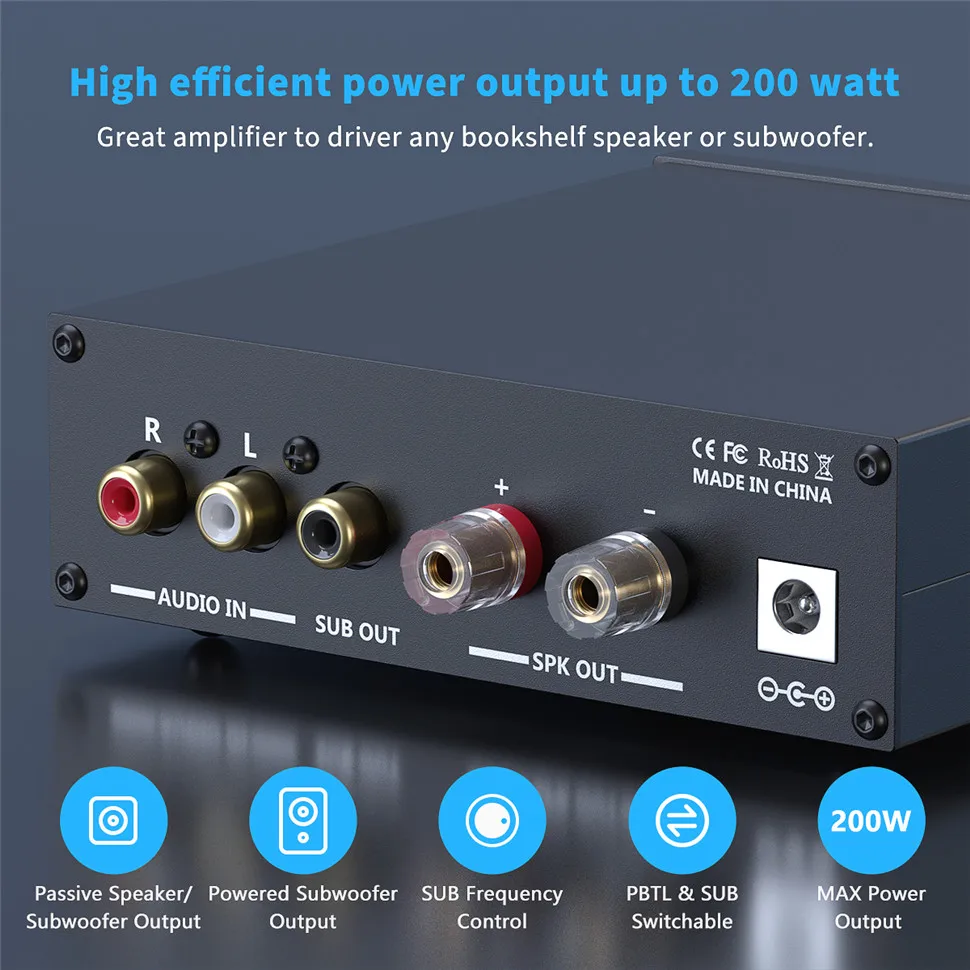 Fosi Audio M03 Power Subwoofer Amplifier 200 Watt Mono Audio Amp Digital Hifi Home Amplifier