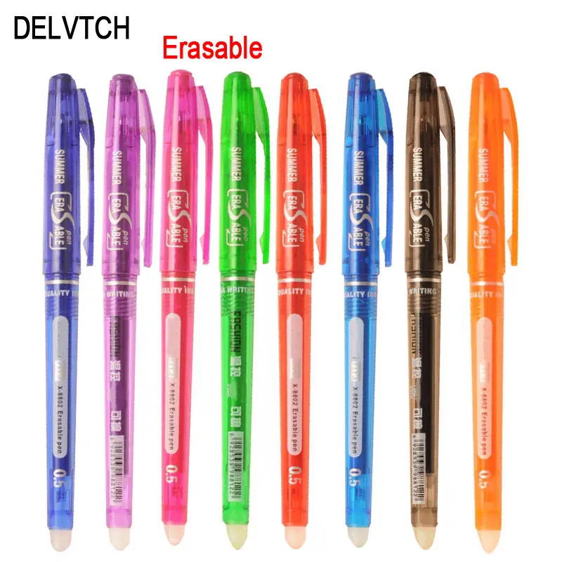 0.7mm 0.5mm Bullet Tip Erasable Gel Pen Set Refill Rods Blue Black Color Ink Cartridge Office School Writing Drawing Stationery