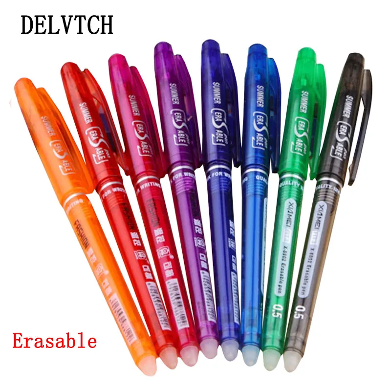 0.7mm 0.5mm Bullet Tip Erasable Gel Pen Set Refill Rods Blue Black Color Ink Cartridge Office School Writing Drawing Stationery