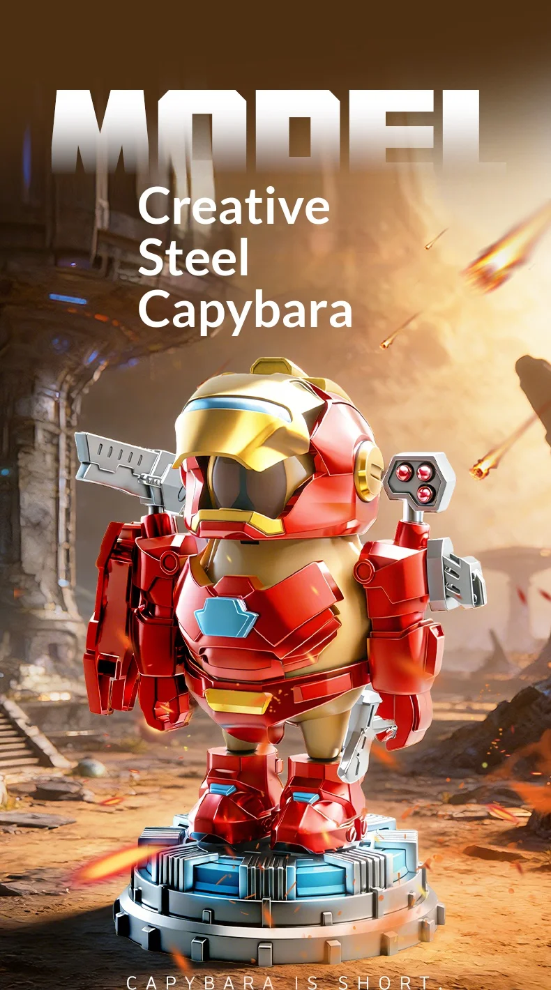 Capybara Superheroes Original Cartoon Action Figure Articulated Action Figure Detachable Weapons DIY Toys Gifts for Boys Adults