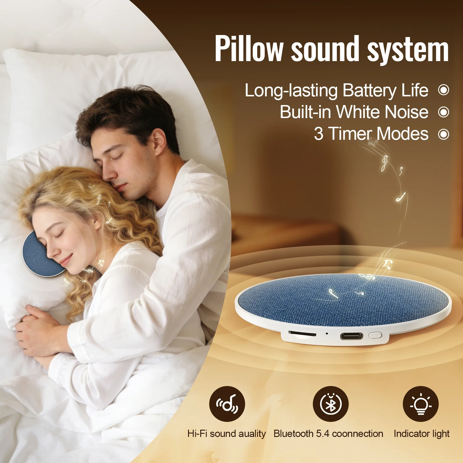 Ultra Slim Sleep Speaker Under Pillow HiFi Noise Reduction Bone Conduction Sound Machine For Deep Sleep Relaxation 2026