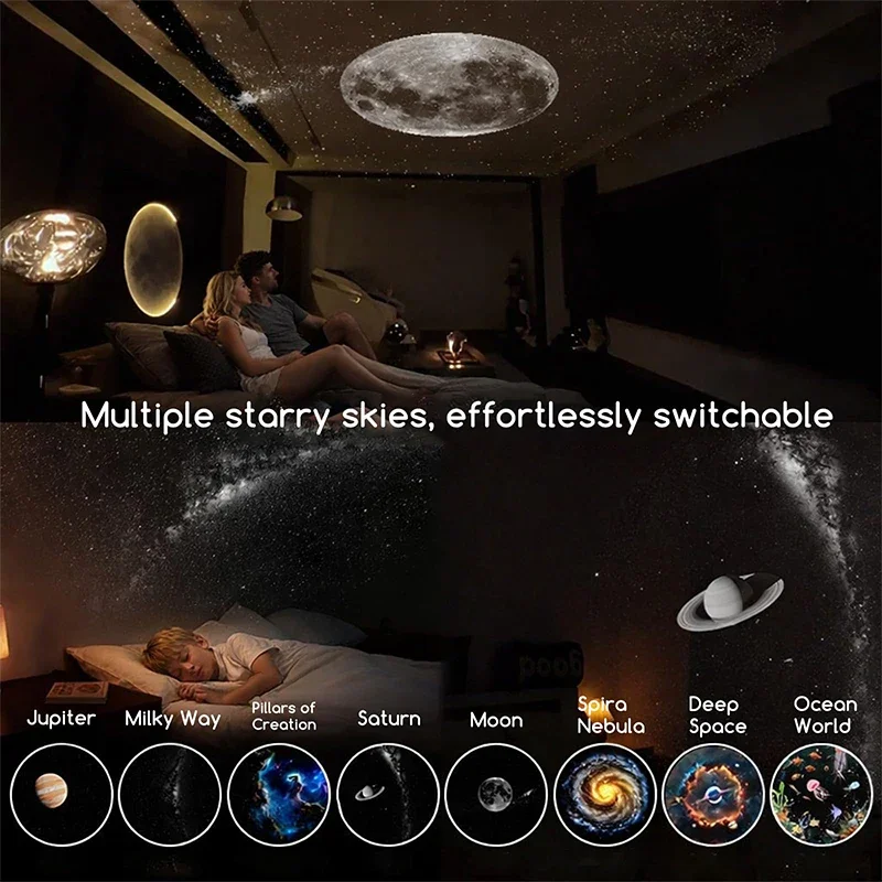 2 In 1 Mini Starry Sky Projector Creative Night Light 10 Films Starry Sky Ambient Light For Home Decoration Children Night Light