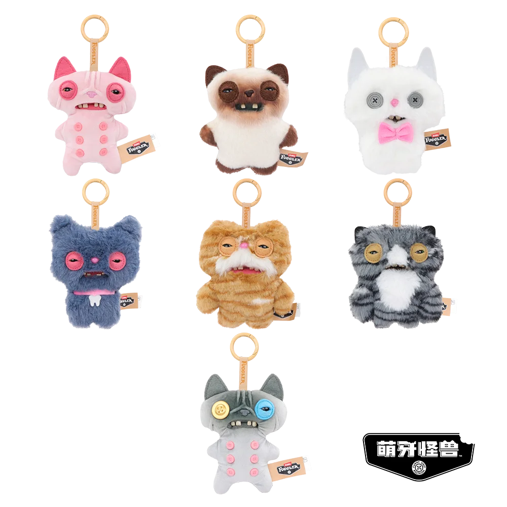 Original Fuggler ALLEY CAT Keychain Blind Box Plush Toys 12CM Cute Cats Animal Stuffed Pandents Fugglers Random Blind Boxs Gifts