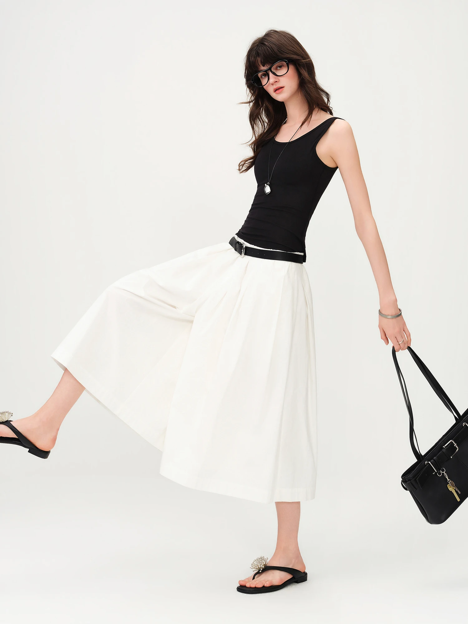 FSLE Cozy Cotton Casual Pants Wide-Leg Fit for Women's Summer 2026 New Arrival A-line Silhouette for Casual Outfits Resort Pants