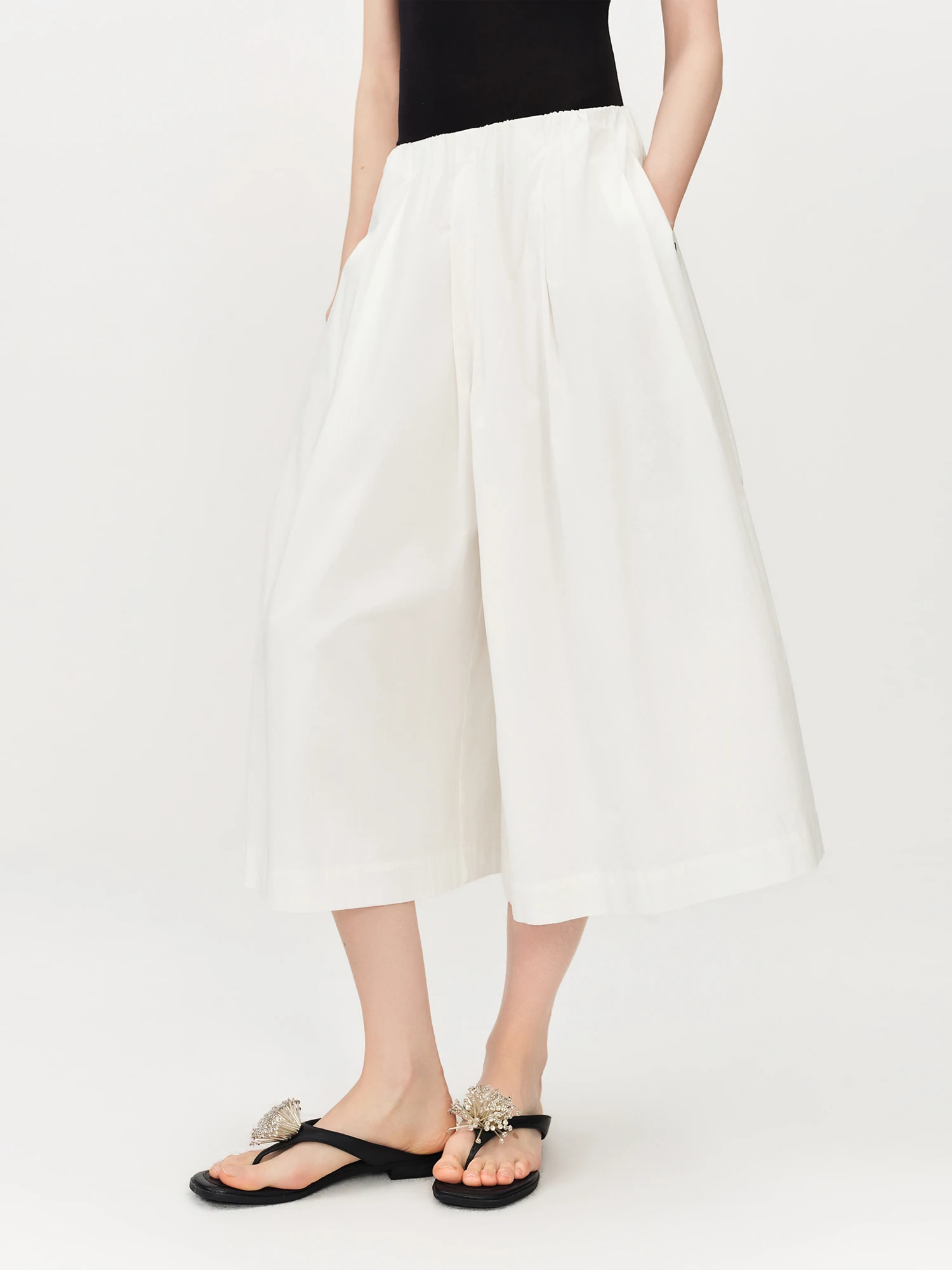 FSLE Cozy Cotton Casual Pants Wide-Leg Fit for Women's Summer 2026 New Arrival A-line Silhouette for Casual Outfits Resort Pants