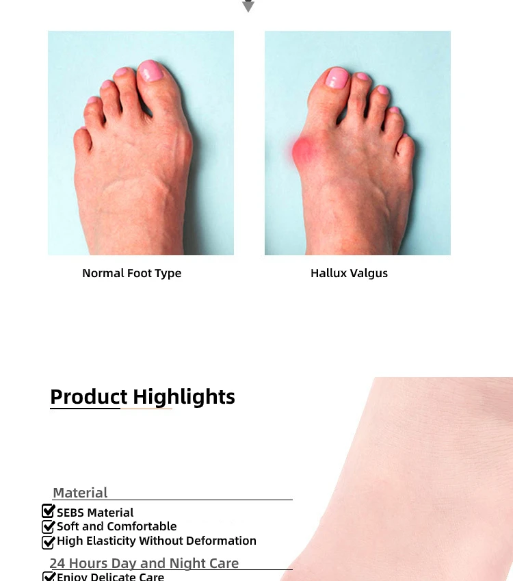 2pcs=1pair Separator Finger Feet Care Protector Silicone Toe Orthopedic Products Bunion Corrector Hallux Valgus For Pedicure