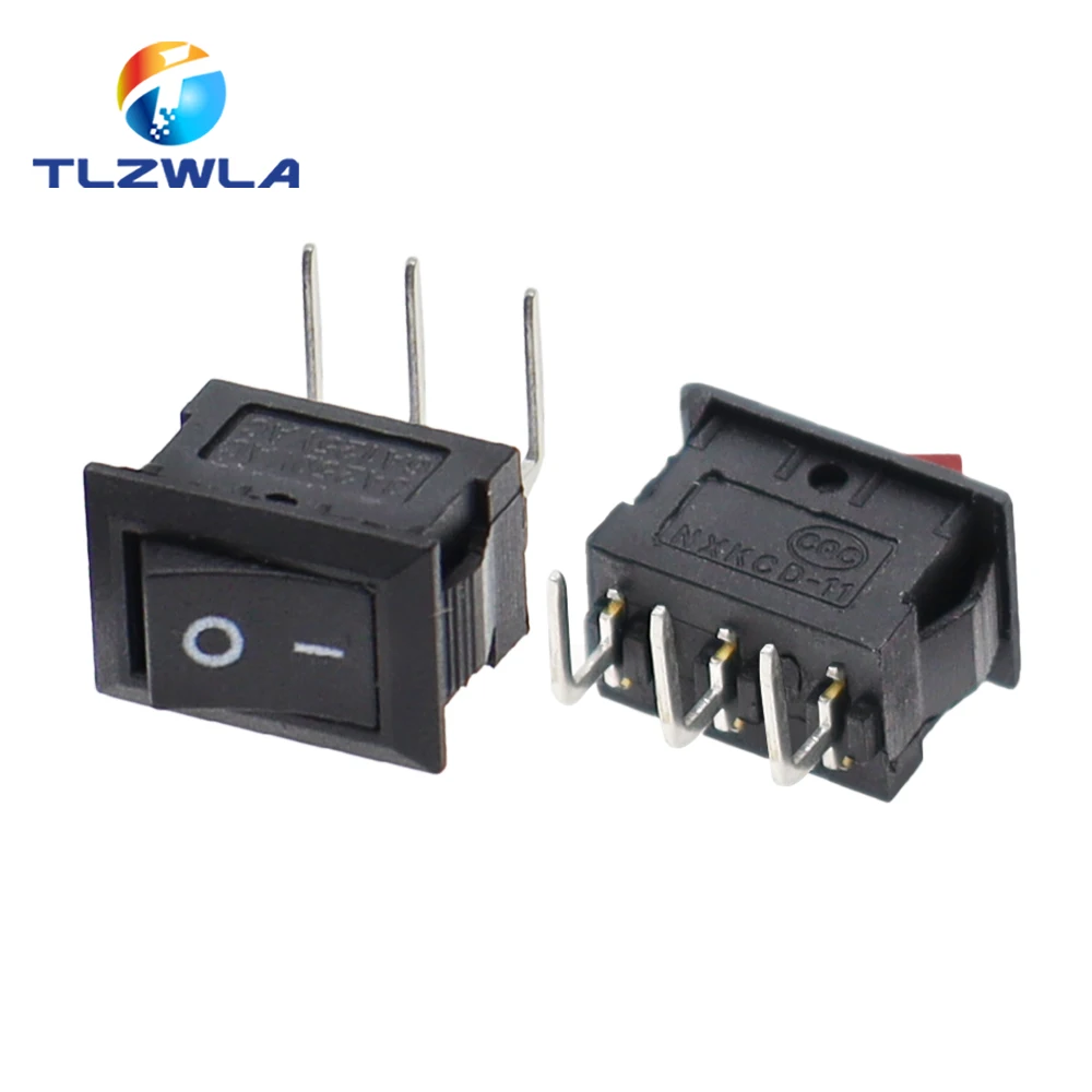 5/10PCS KCD11 Rocker Switch 10*15mm Mini Push Button Switch ON-OFF / ON-OFF-ON 2 Pins / 3 Pins 3A 250VAC / 6A 125VAC 10x15mm