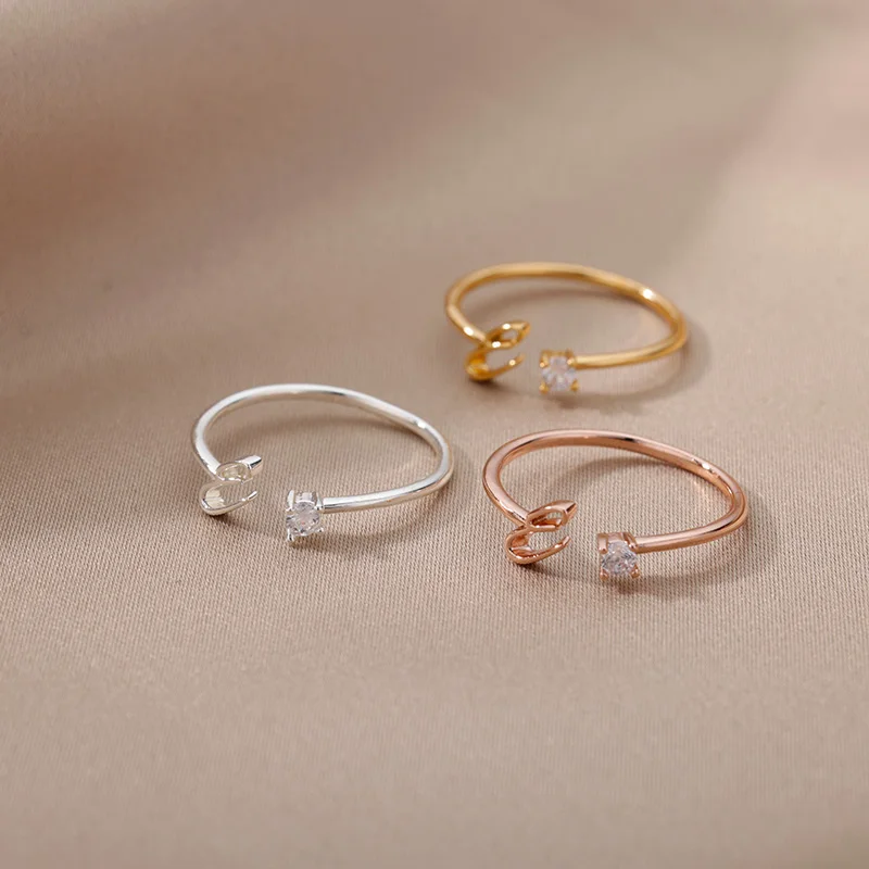 Tiny Initial Letter Rings For Women Stainless Steel A-Z Letters Adjustable Ring Female Christmas Aesthetic Jewelry bijoux femme