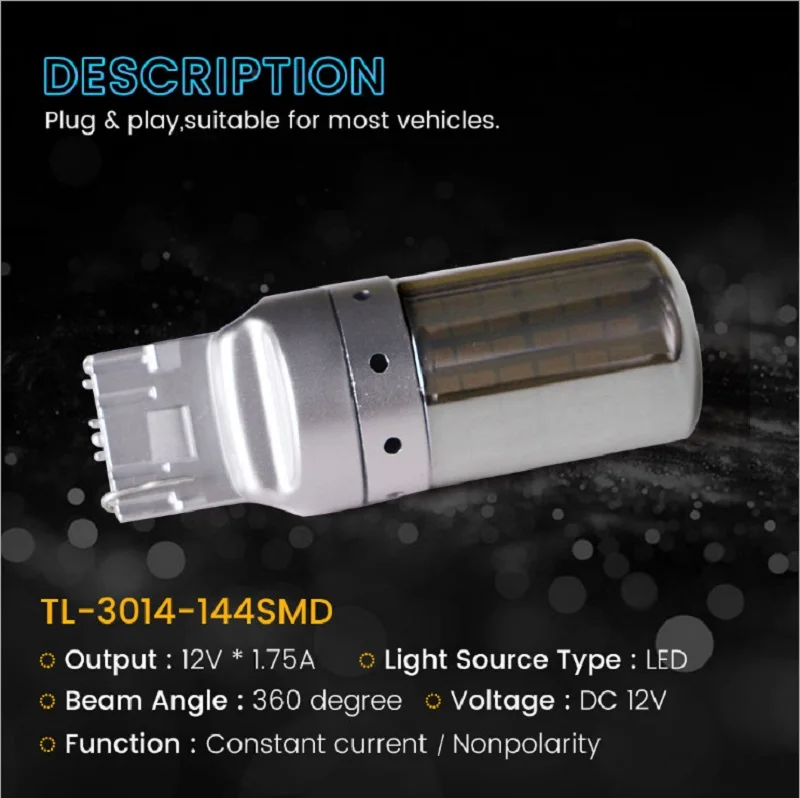 1pcs S25 Canbus 1156 BA15S P21W BAU15S PY21W 1157 7443 T20 7440 W21W LED Bulbs 3014 144smd Turn Signal Lights Brake Lamp 12V 24V