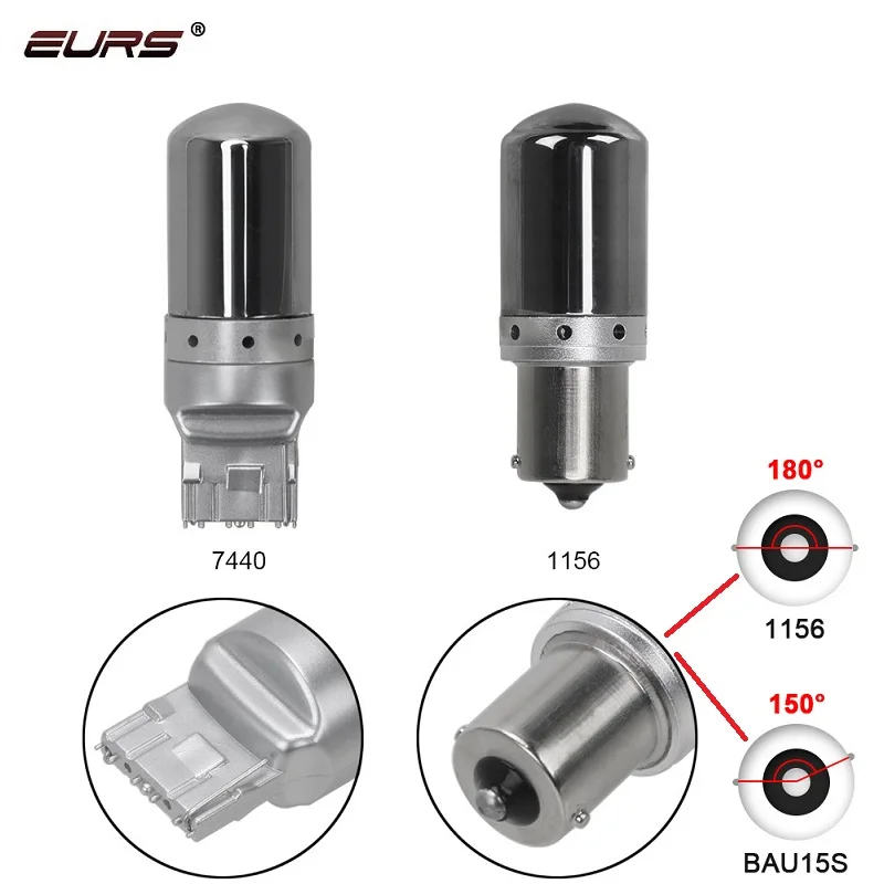 1pcs S25 Canbus 1156 BA15S P21W BAU15S PY21W 1157 7443 T20 7440 W21W LED Bulbs 3014 144smd Turn Signal Lights Brake Lamp 12V 24V
