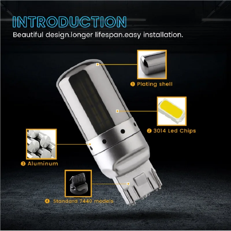 1pcs S25 Canbus 1156 BA15S P21W BAU15S PY21W 1157 7443 T20 7440 W21W LED Bulbs 3014 144smd Turn Signal Lights Brake Lamp 12V 24V