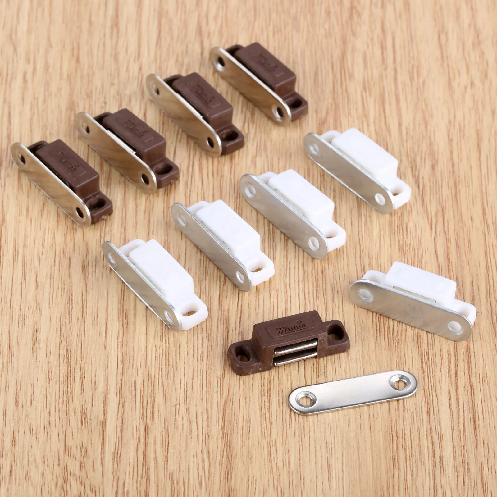 5Pcs Mini Magnetic Door Catches Kitchen Cupboard Wardrobe Cabinet Latch Catch White Brown Cabinet Hardware 27x10mm/1.06"x 0.39"
