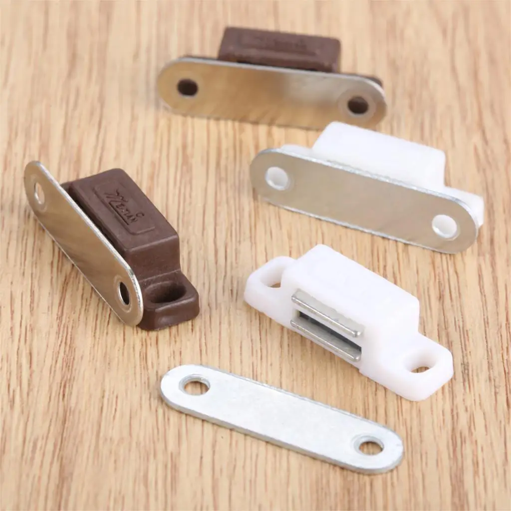 5Pcs Mini Magnetic Door Catches Kitchen Cupboard Wardrobe Cabinet Latch Catch White Brown Cabinet Hardware 27x10mm/1.06"x 0.39"