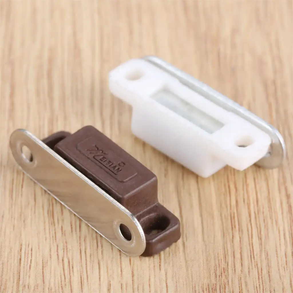 5Pcs Mini Magnetic Door Catches Kitchen Cupboard Wardrobe Cabinet Latch Catch White Brown Cabinet Hardware 27x10mm/1.06"x 0.39"