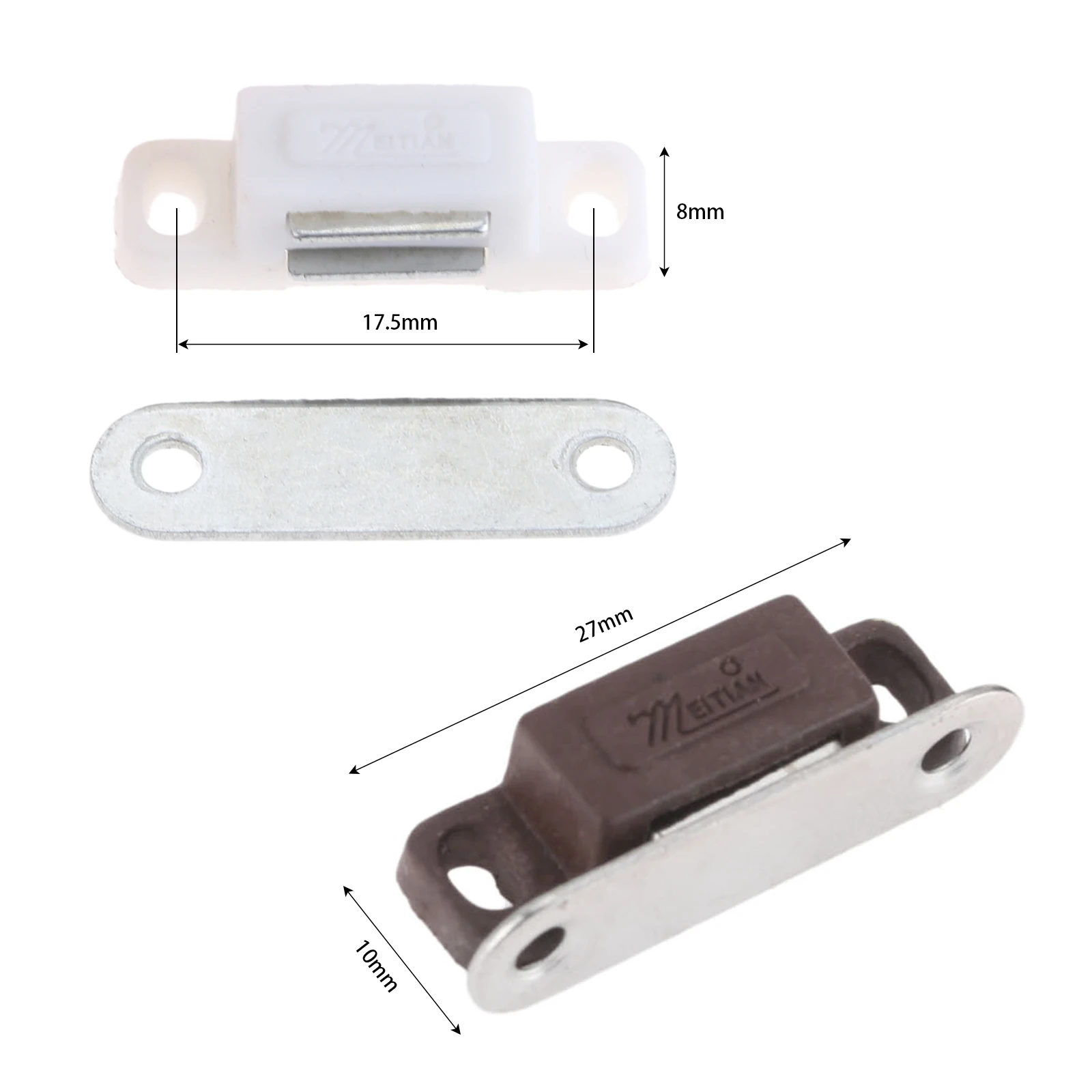 5Pcs Mini Magnetic Door Catches Kitchen Cupboard Wardrobe Cabinet Latch Catch White Brown Cabinet Hardware 27x10mm/1.06"x 0.39"
