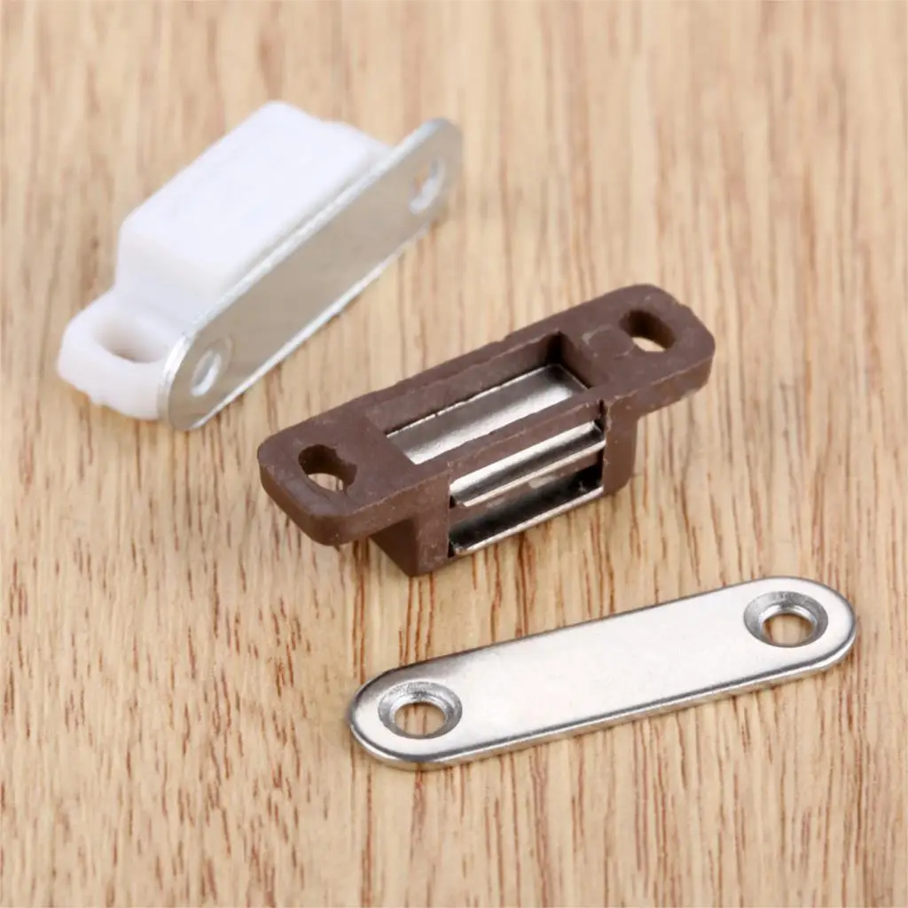 5Pcs Mini Magnetic Door Catches Kitchen Cupboard Wardrobe Cabinet Latch Catch White Brown Cabinet Hardware 27x10mm/1.06"x 0.39"