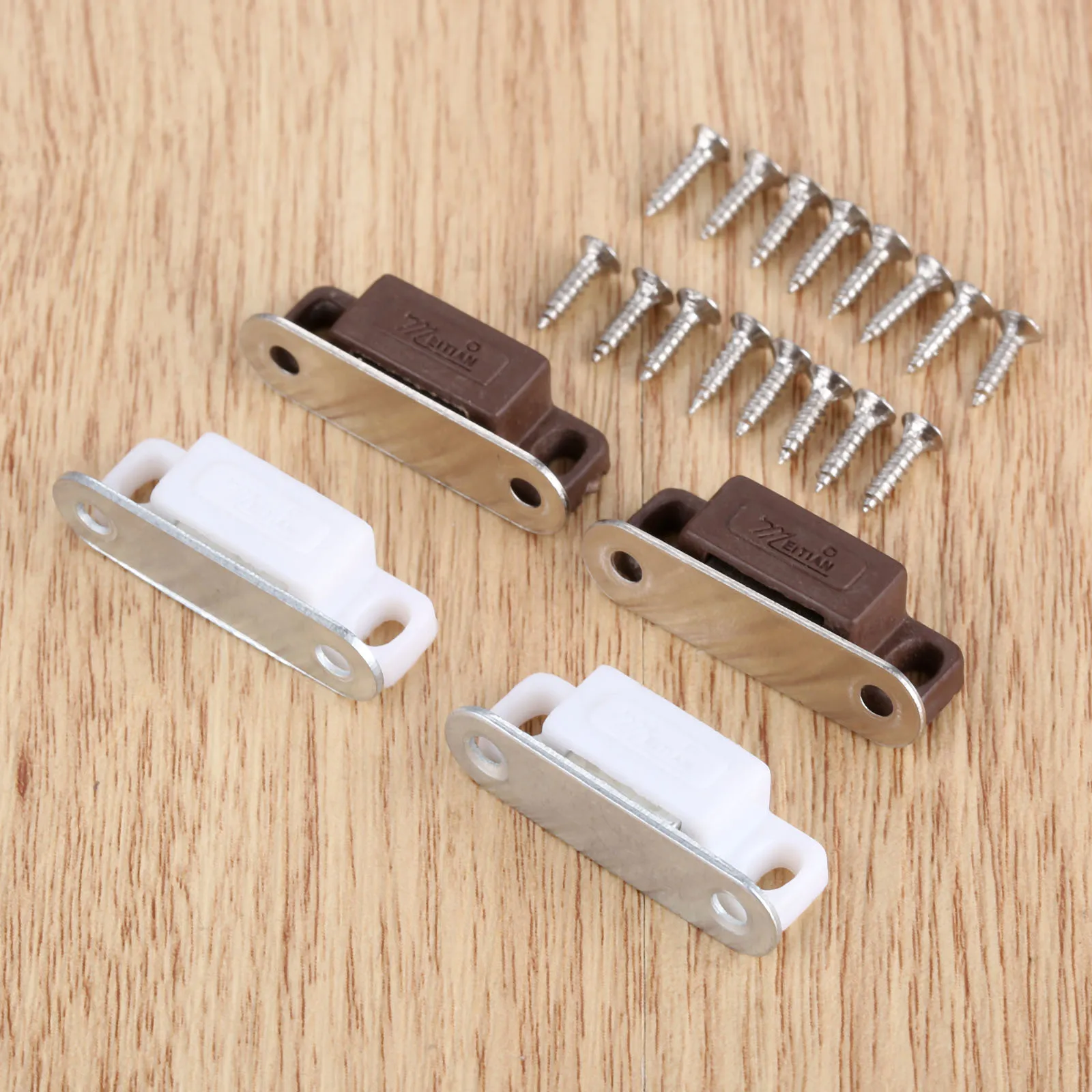 5Pcs Mini Magnetic Door Catches Kitchen Cupboard Wardrobe Cabinet Latch Catch White Brown Cabinet Hardware 27x10mm/1.06"x 0.39"